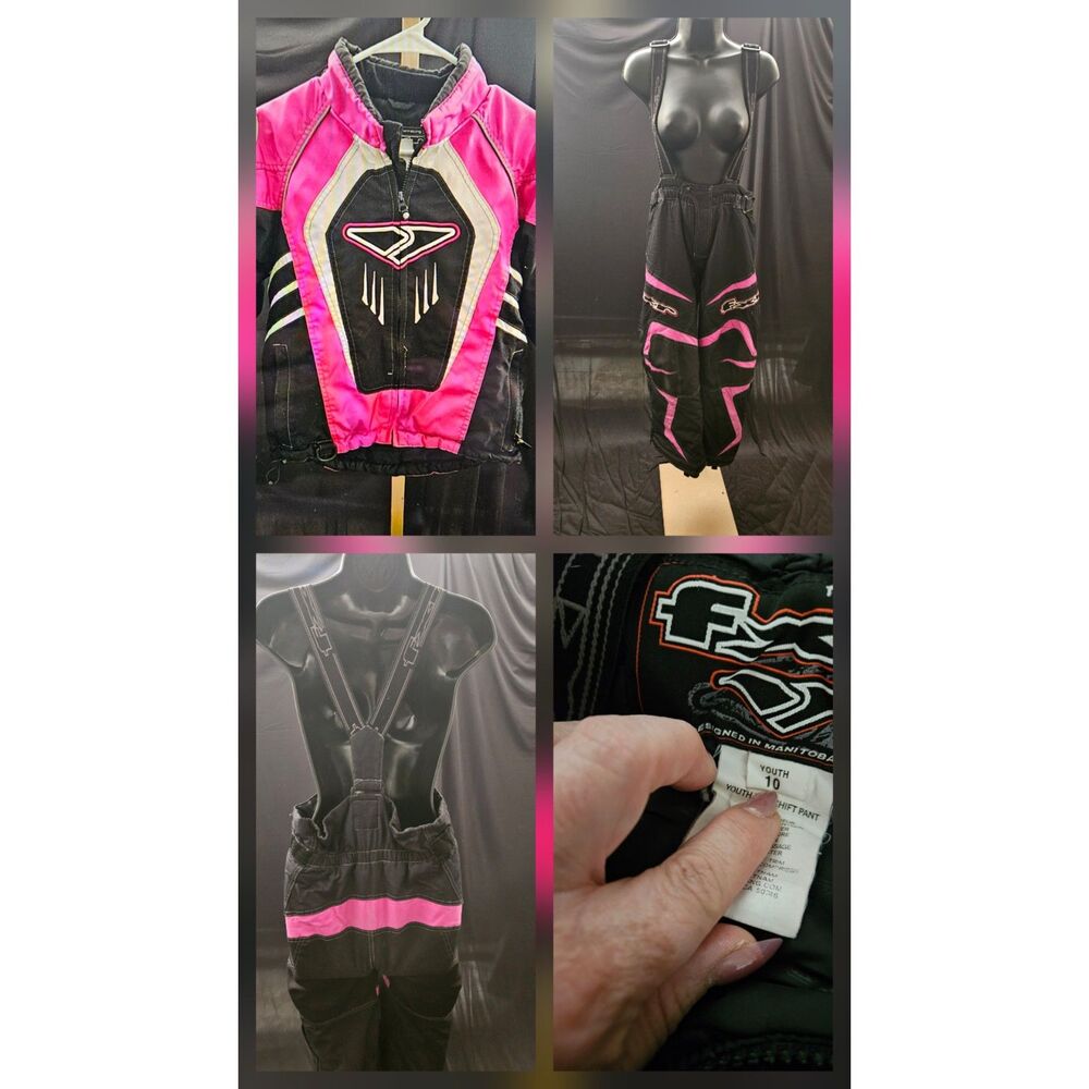 YOUTH GIRLS COLD CROSS FXR RACING WINTER JACKET&SNO PANTS BLK/PINK SZ 10